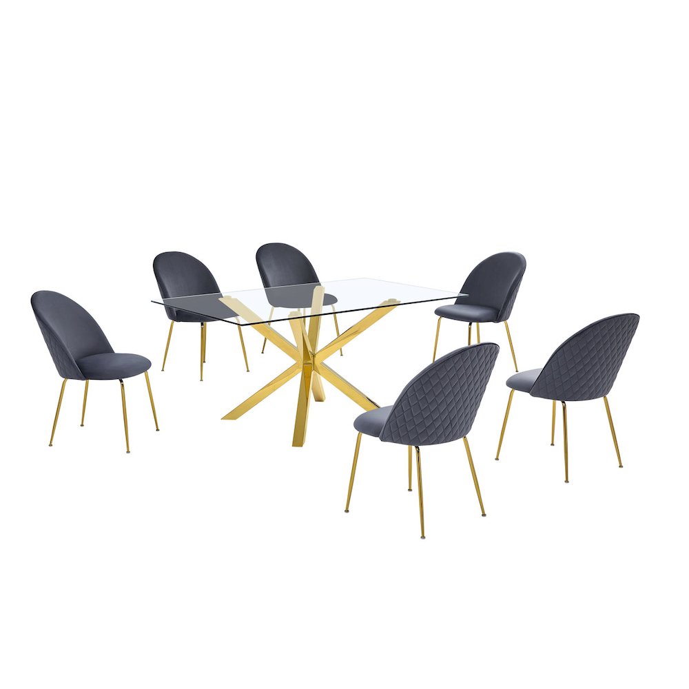 7 piece dining set- Rectangular dining table with 6 Dark grey side chairs. Picture 1