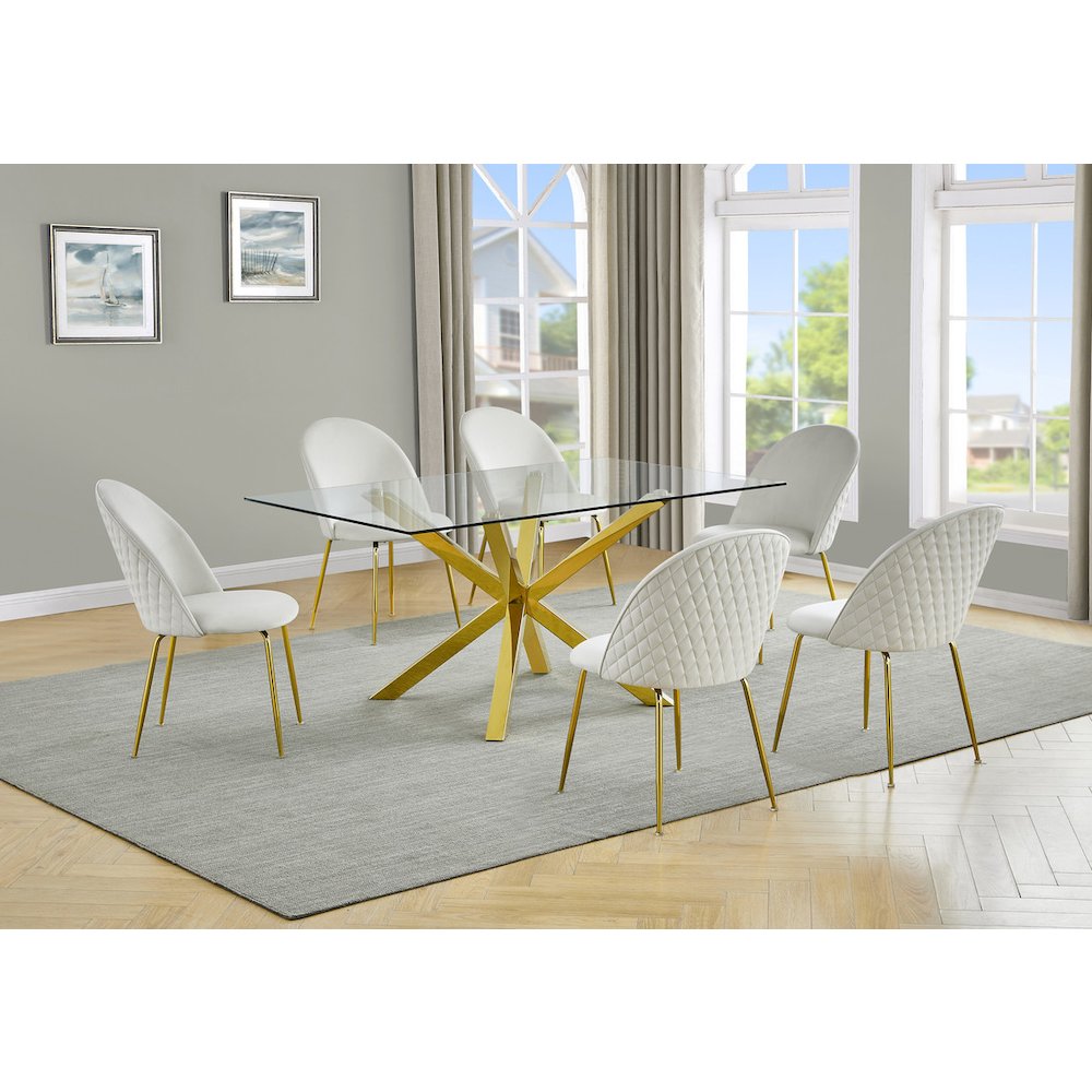 7 piece dining set- Rectangular dining table with 6 Cream side chairs. Picture 6