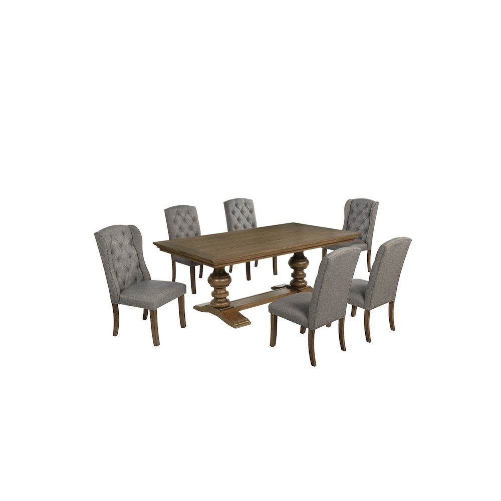 Dinging Set With 6 Dark Grey Side Chairs And One 72" Wood Dining Table. Picture 1