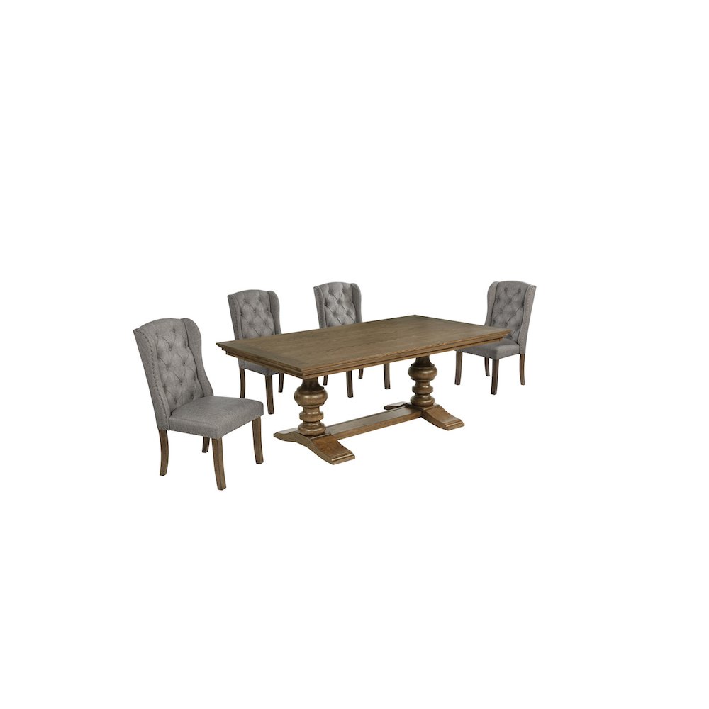 Dinging Set With 6 Dark Grey Side Chairs And One 72" Wood Dining Table. Picture 1