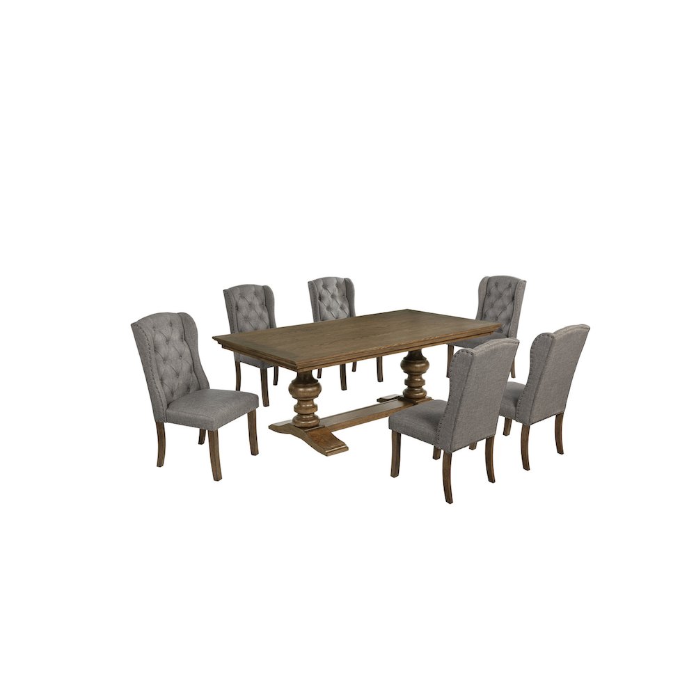 Dinging Set With 6 Dark Grey Side Chairs And One 72" Wood Dining Table. Picture 1