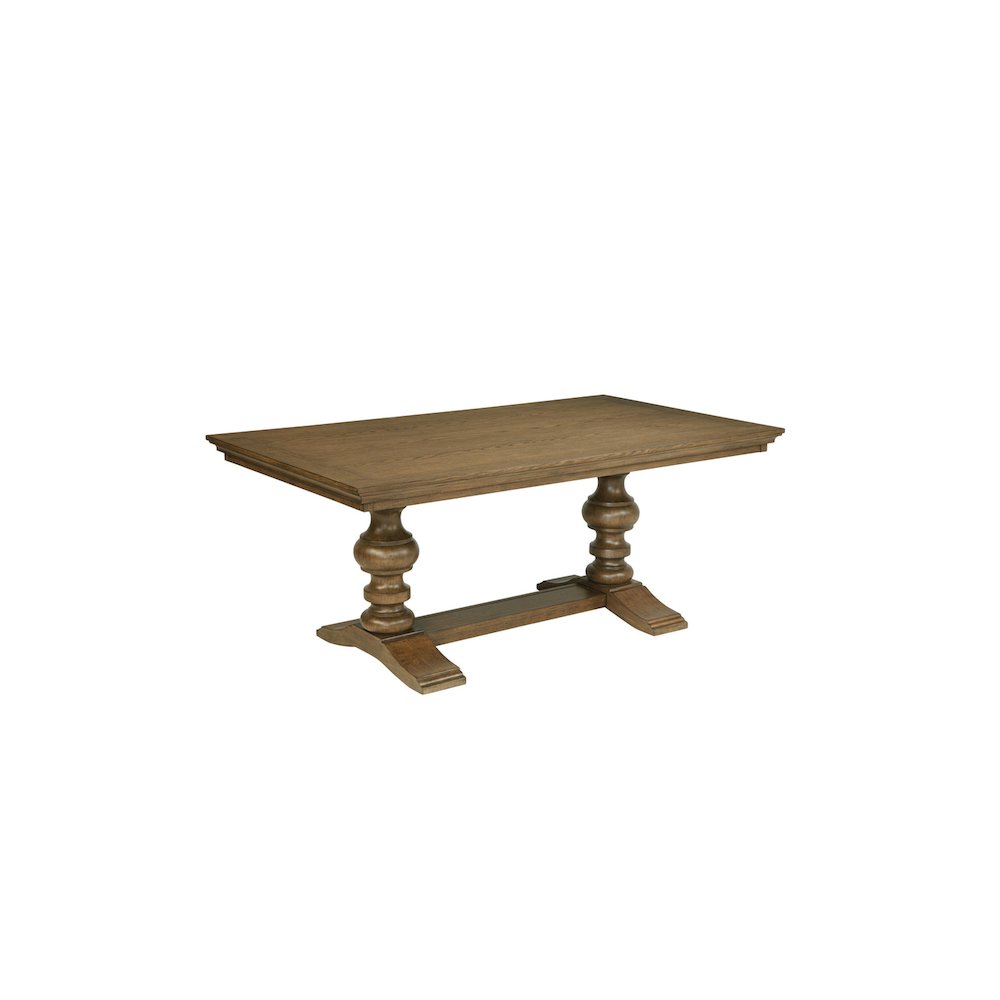 Traditional 72" Wood Dining Table In Brown Oak Veneer Color. Picture 1