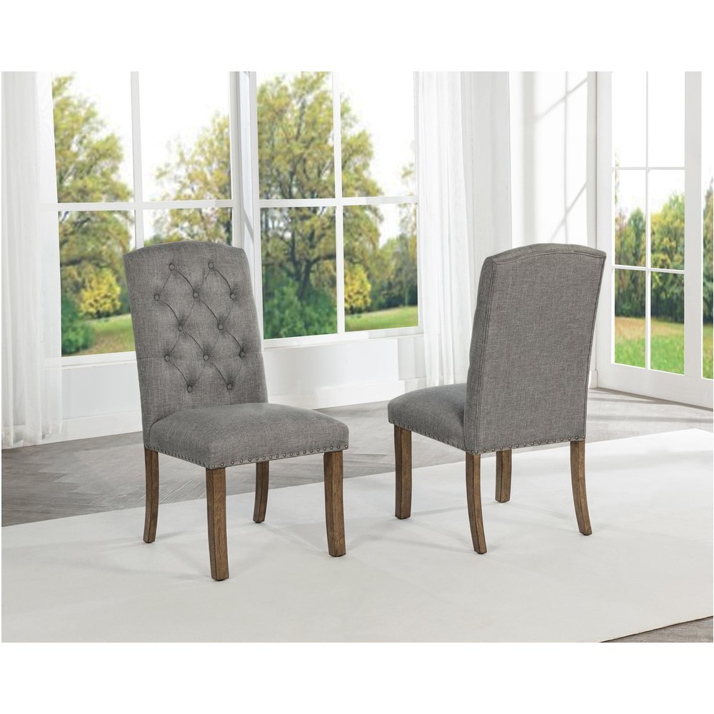 Dark Grey Dining Chair With Linen Fabric (Set Of 2). Picture 4