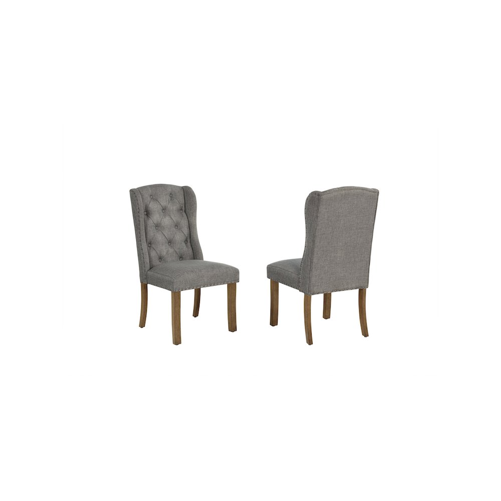 Dark Grey Dining Chair With Linen Fabric (Set Of 2). Picture 1