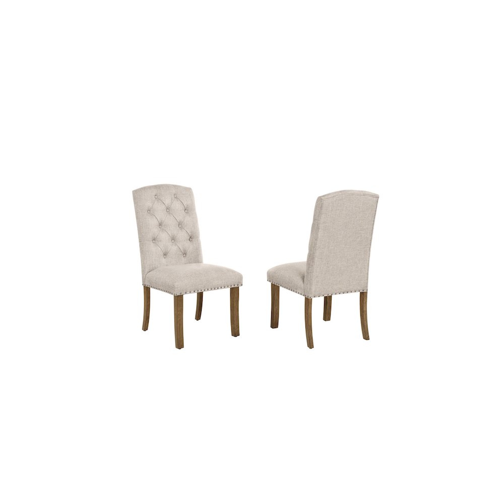 Beige Dining Chair With Linen Fabric (Set Of 2). Picture 1
