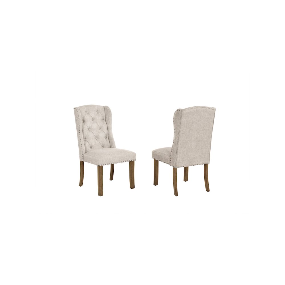 Beige Dining Chair With Linen Fabric (Set Of 2). Picture 1