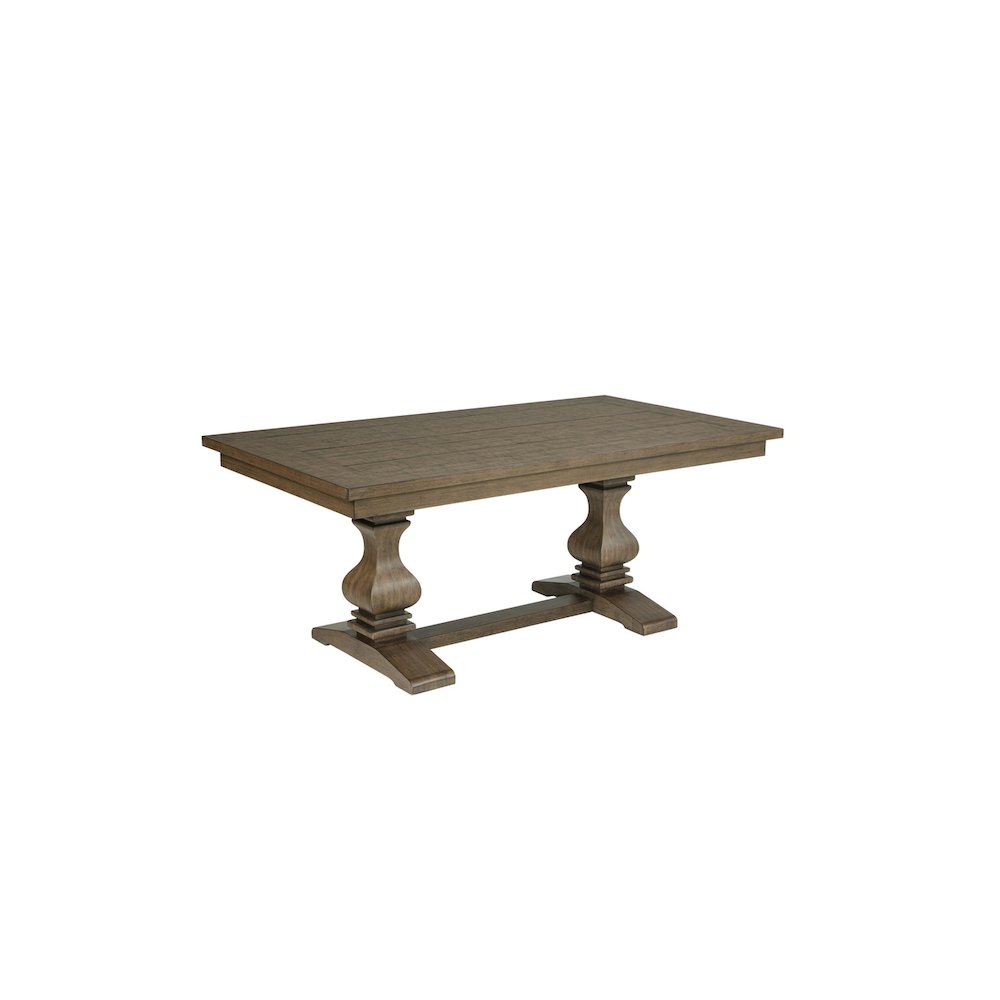 Traditional Rustic Oak Color Wood Dining Table. Picture 1