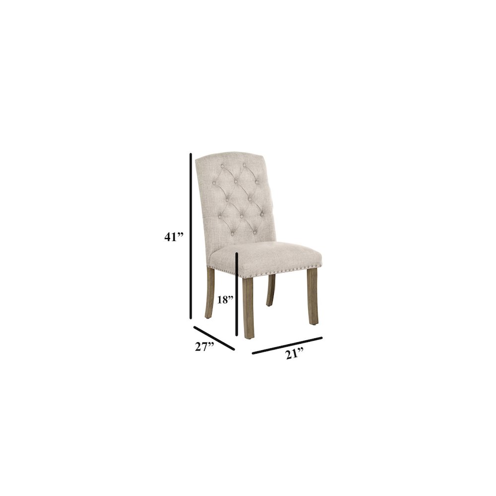 7 Piece Traditional Dining Set With Beige Side Chairs. Picture 4