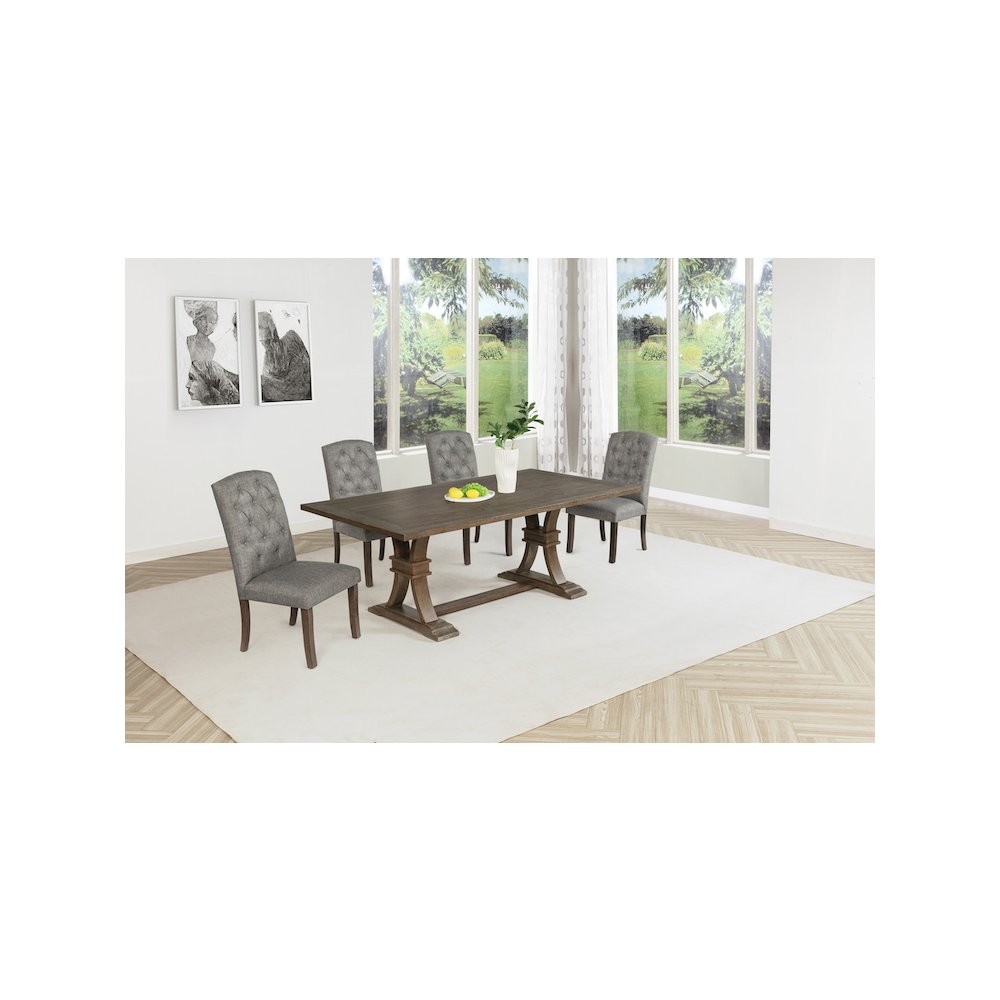 5 Piece Traditional Dining With Dark Grey Dining Chairs. Picture 7