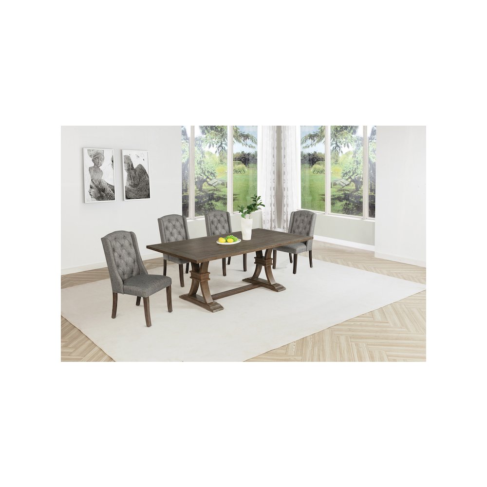 5 Piece Traditional Dining With Dark Grey Dining Chairs. Picture 6