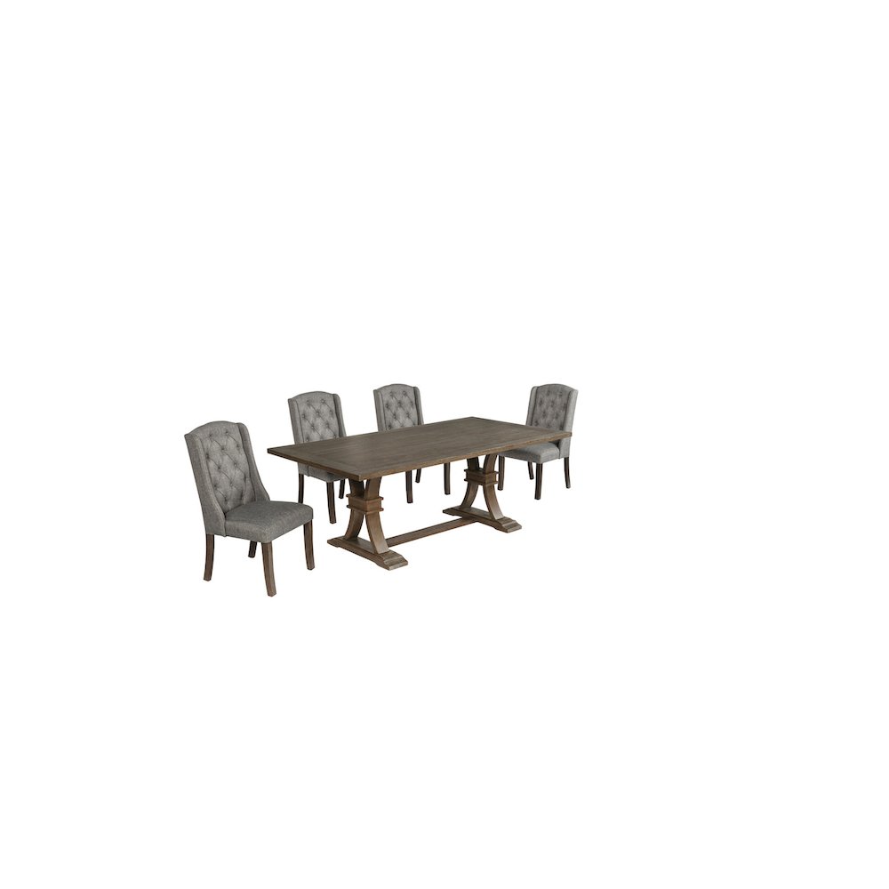 5 Piece Traditional Dining With Dark Grey Dining Chairs. Picture 1
