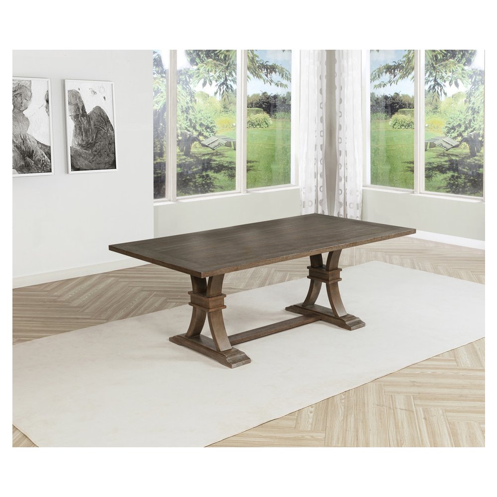 Traditional Wood Dining Table In Rustic Grey. Picture 3