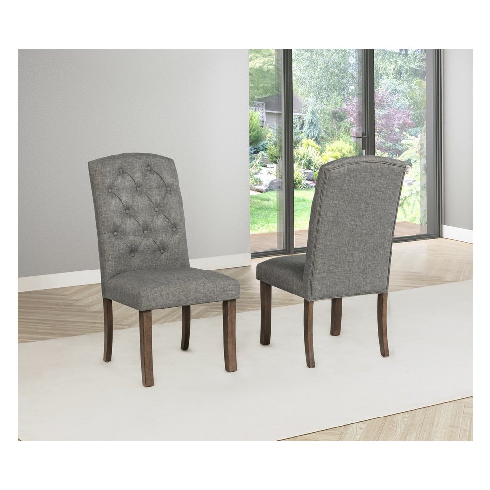 7 Piece Traditional Dining Set With Dark Grey Side Chairs. Picture 5