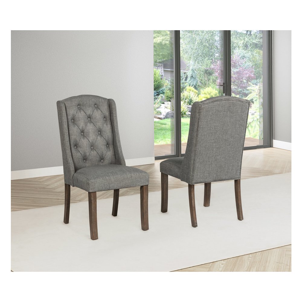 7 Piece Traditional Dining Set With Dark Grey Side Chairs. Picture 4