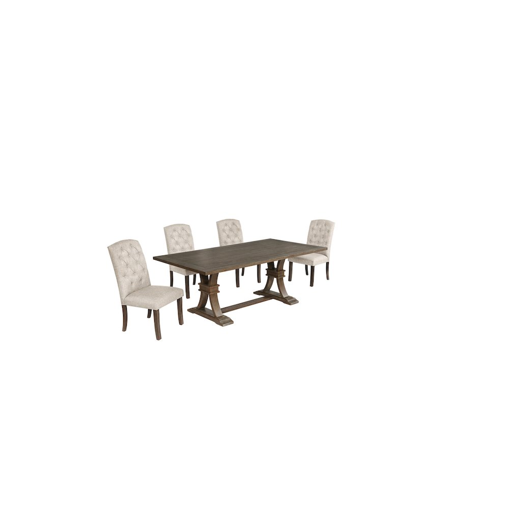5 Piece Traditional Dining With Beige Dining Chairs. Picture 1