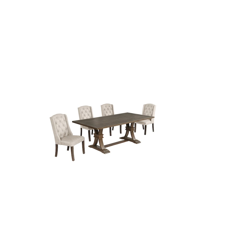 5 Piece Traditional Dining With Beige Dining Chairs. Picture 1