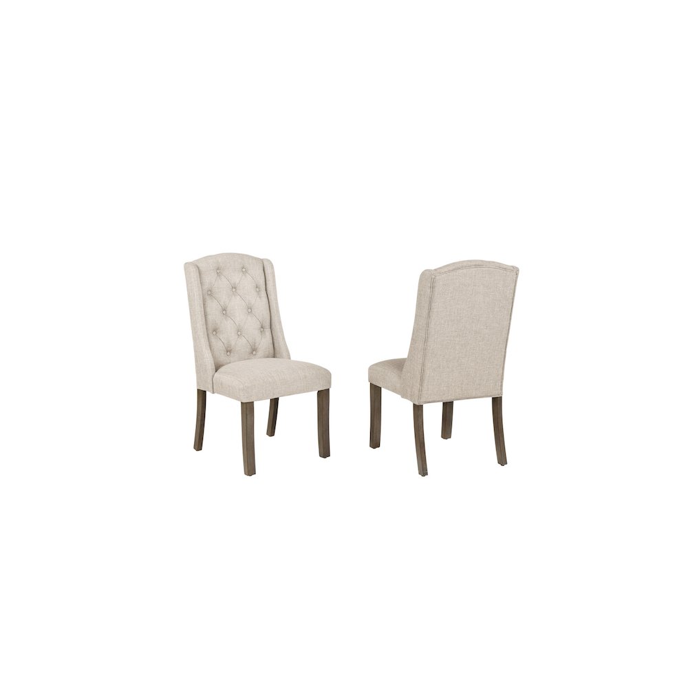 Beige Dining Chairs Wood Legs In Beige Color. Picture 1