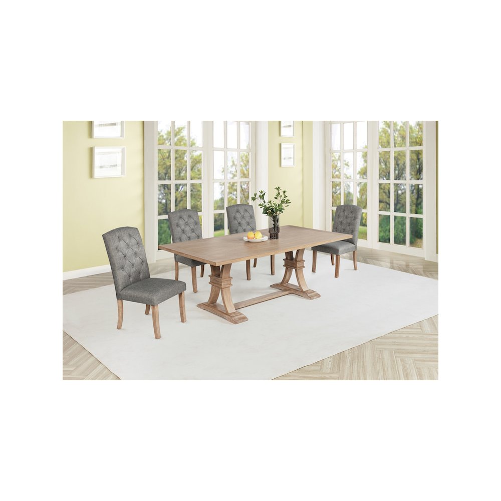 5 Piece Traditional Dining Table With Dark Grey Side Chairs. Picture 7