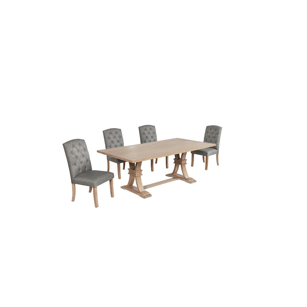 5 Piece Traditional Dining Table With Dark Grey Side Chairs. Picture 1