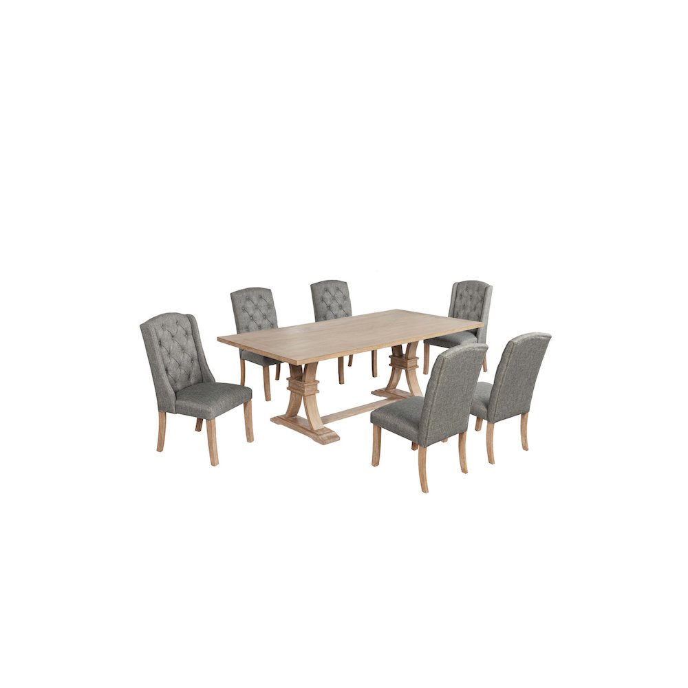 7 Piece Traditional Dining Table With Dark Grey Side Chairs. Picture 1