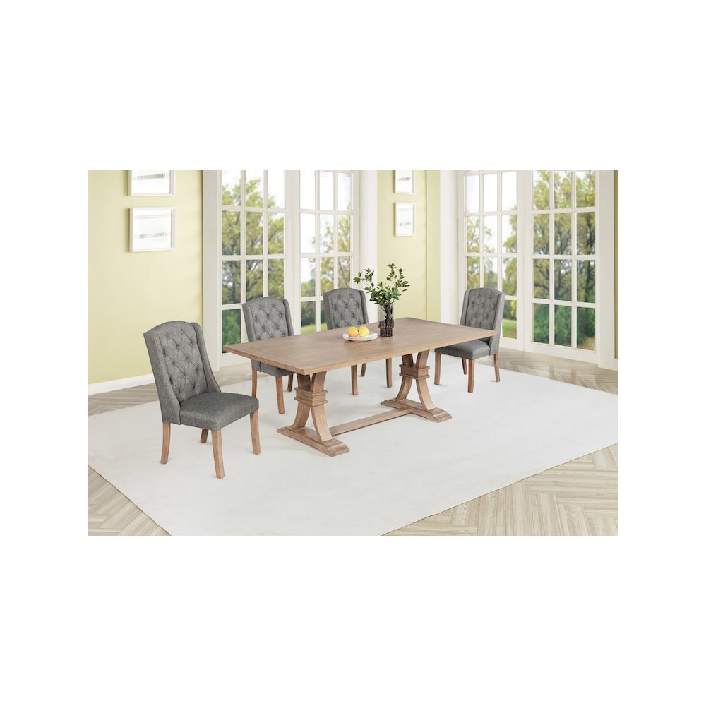5 Piece Traditional Dining Table With Dark Grey Side Chairs. Picture 6