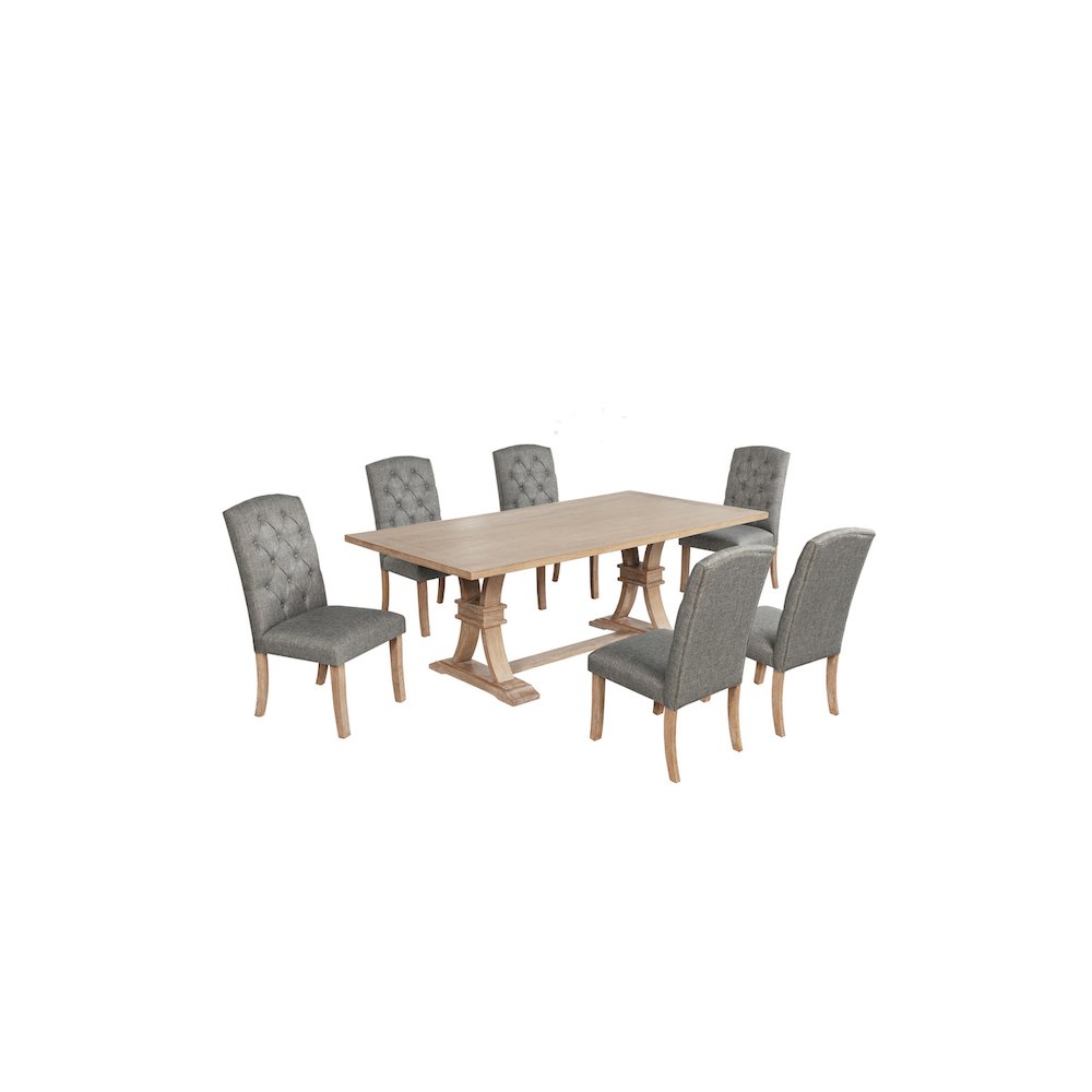 7 Piece Traditional Dining Table With Dark Grey Side Chairs. Picture 1