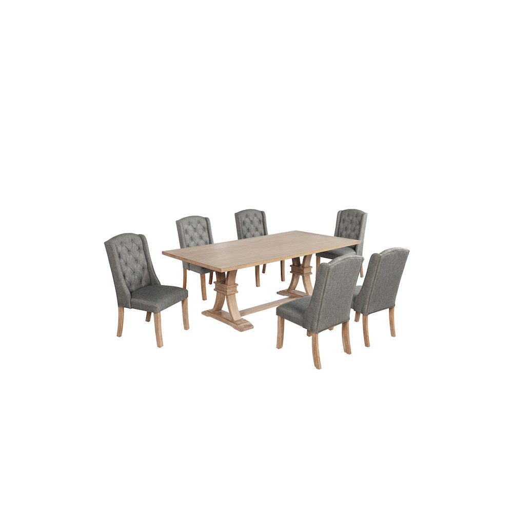 7 Piece Traditional Dining Table With Dark Grey Side Chairs. Picture 1