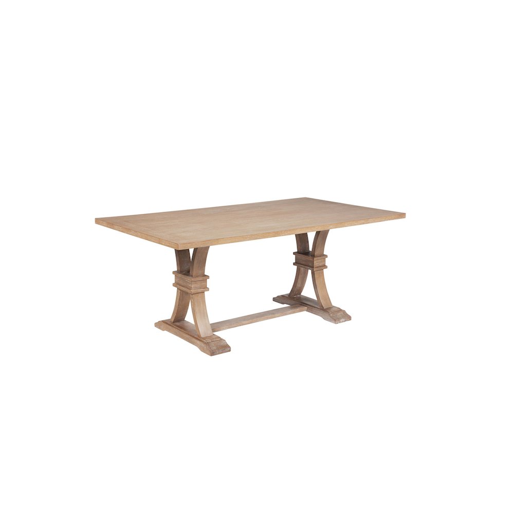 Traditional Wood Dining Table In A Rustic Light Oak Color. Picture 1