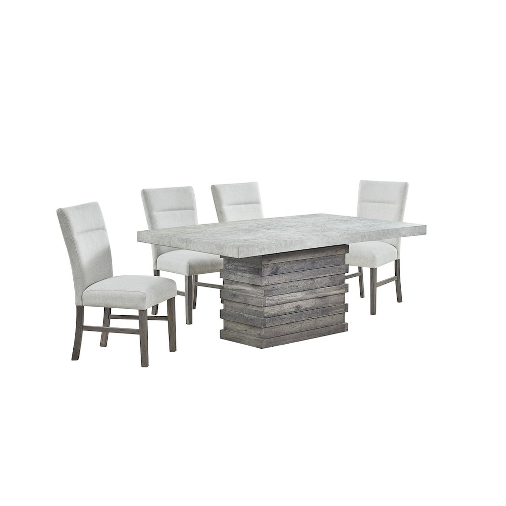 5pc Dining Set with 3D texture Paper with Gray Chairs. Picture 1