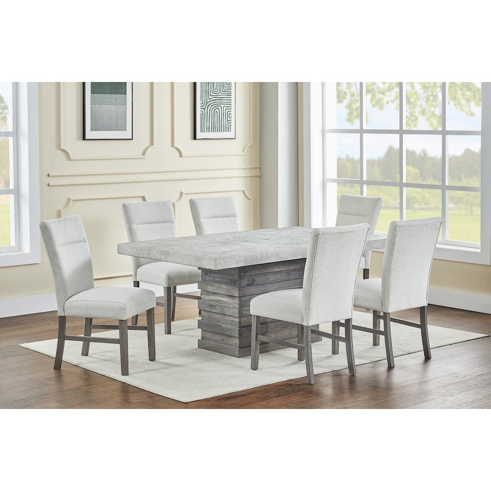 7pc Dining Set with 3D texture Paper with Gray Chairs. Picture 4