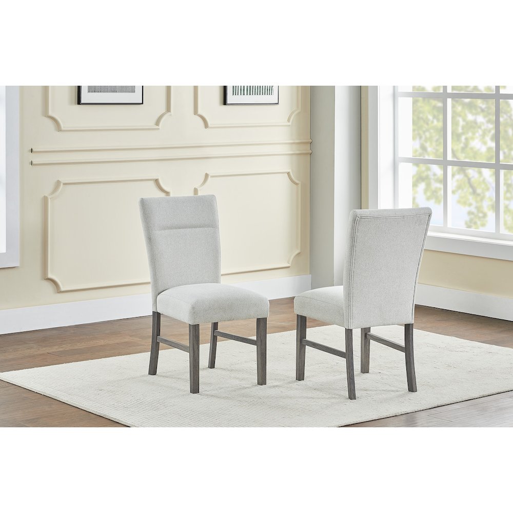2pc Light Gray Fabric Dining Chairs. Picture 2