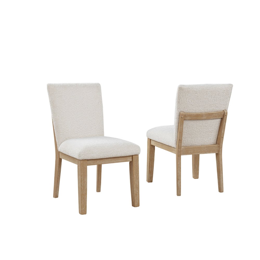 2pc Light Oak Natural Fining Cream Color Dining Chairs. Picture 1