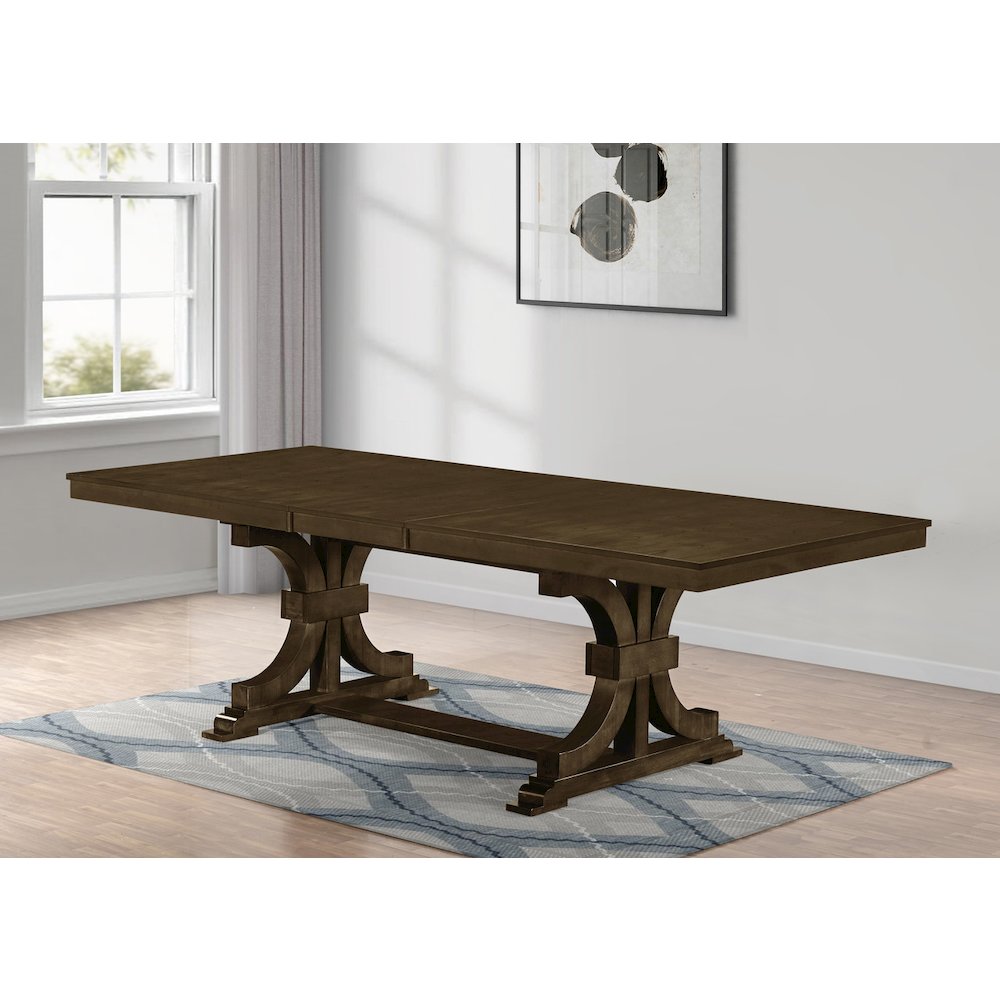7pc Extandable Wood Dining Table Set Cherry Color. Picture 3