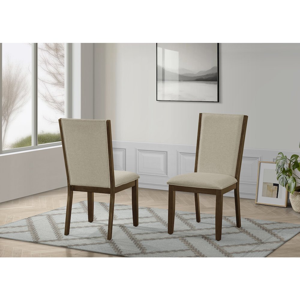 2pc Fabric Cherry Sand Dining Chairs.. Picture 2