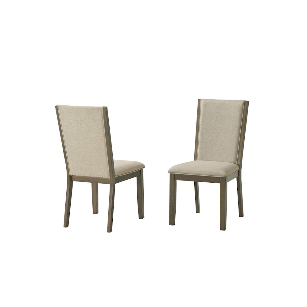 2pc Fabric Ash Wood Color Sand Dining Chairs.. Picture 1
