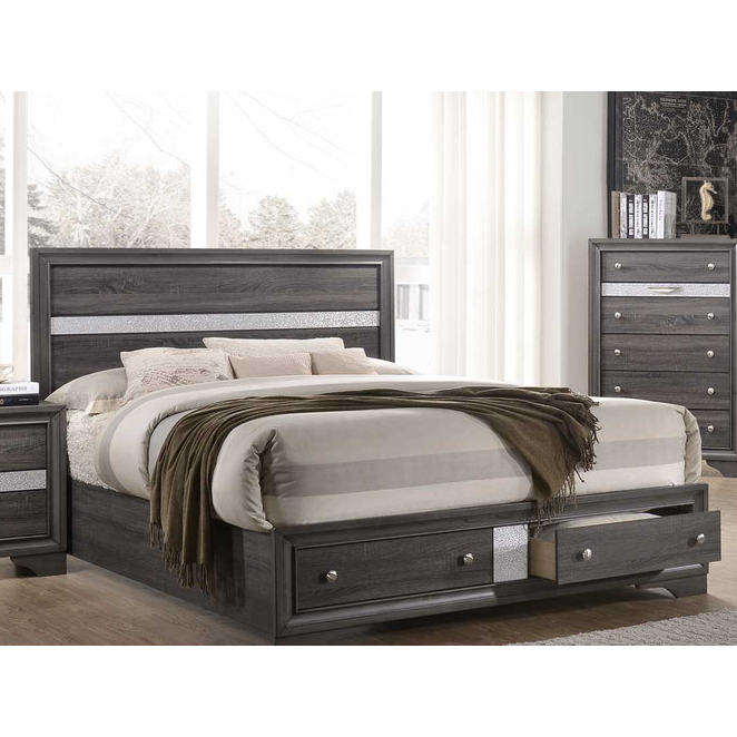 David Plaform Full Bed - Wood Grey. Picture 2