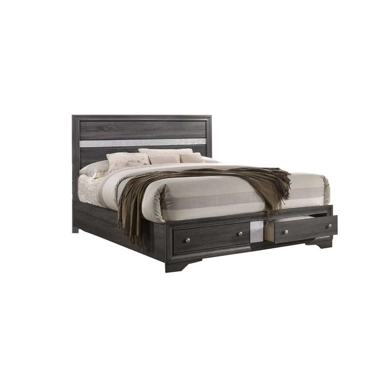 David Plaform Full Bed - Wood Grey. Picture 1