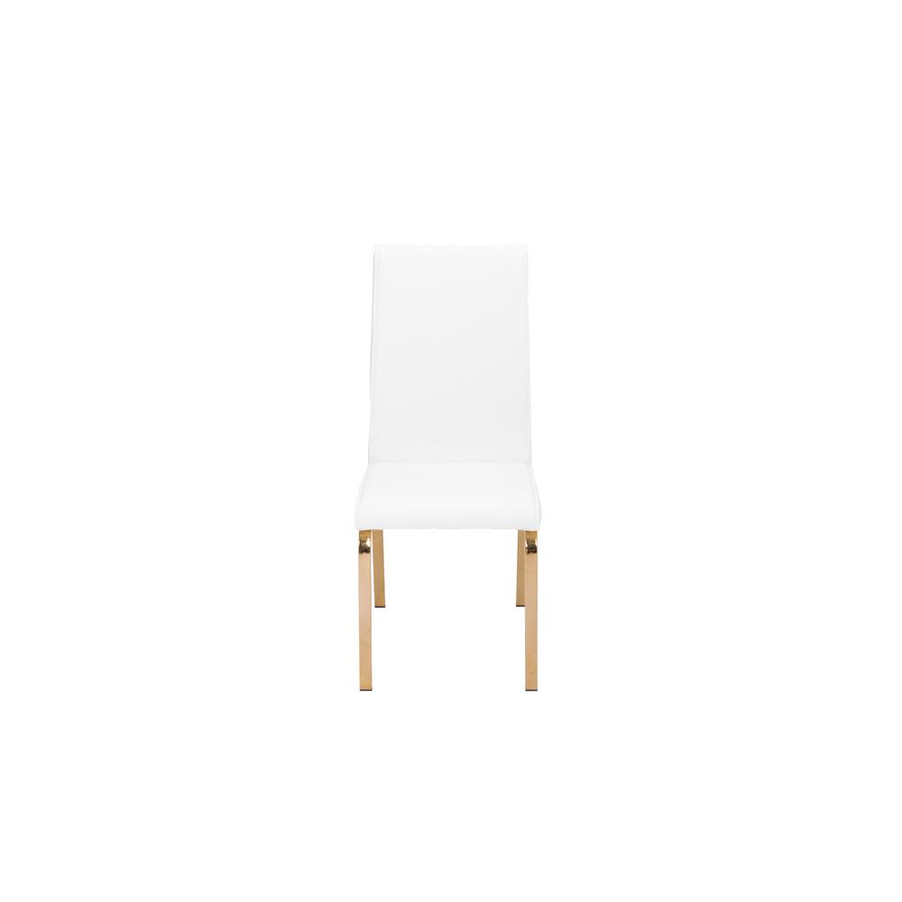 Faux Leather Dining Side Chairs, Chrome Gold Legs (Set of 2) - White. Picture 2