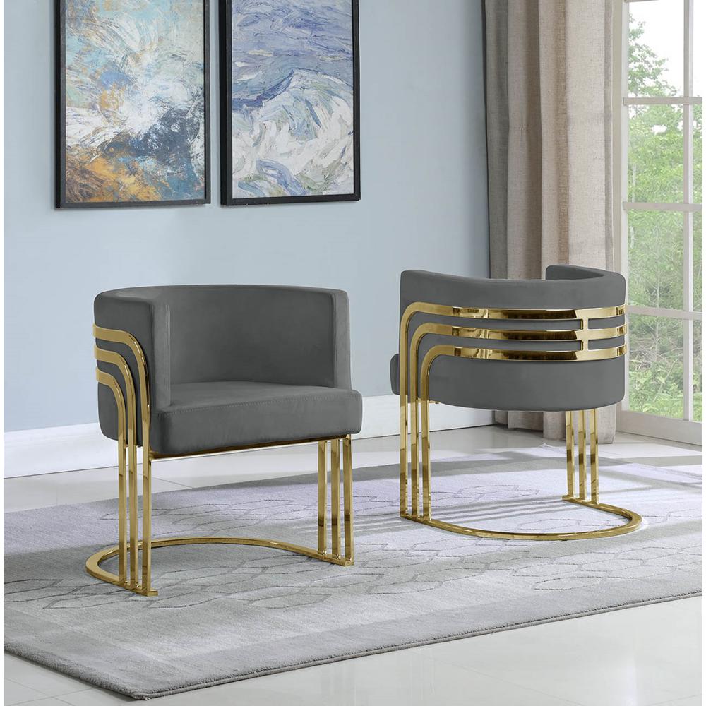 Velvet Barrel Chair, Gold Base. Picture 2