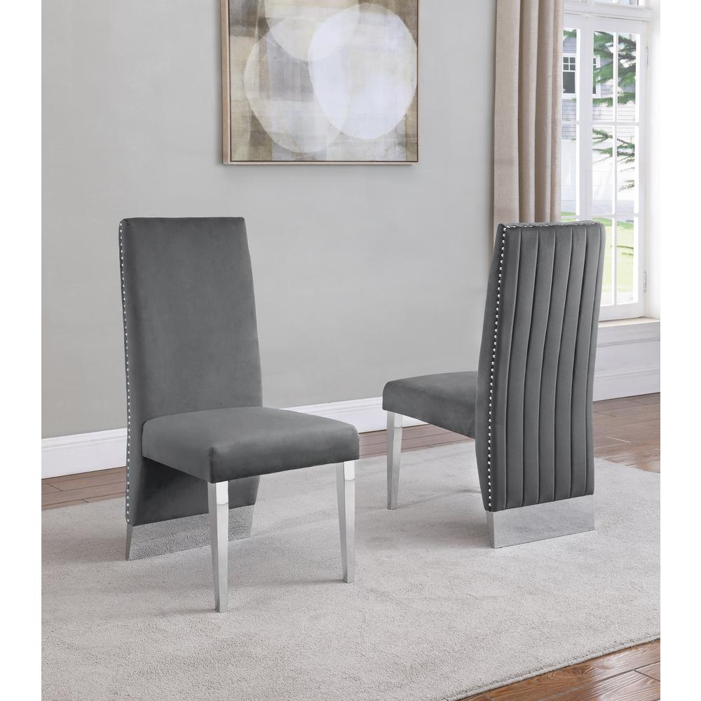 White Marble Lazy-Susan Dining Set Pleated Chairs in Dark Grey Velvet. Picture 3
