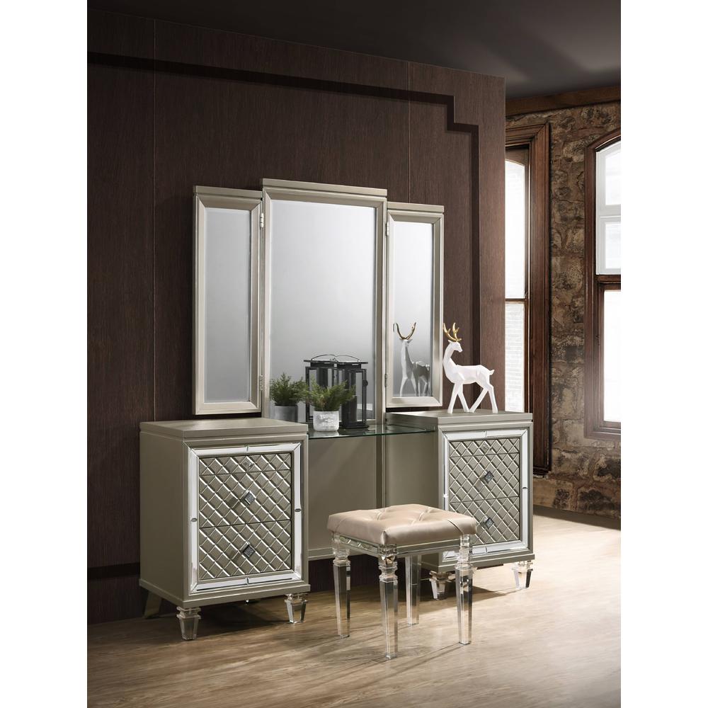 Champagne Vanity Set, 1 Main Mirror & 2 Side Mirrors. Picture 2