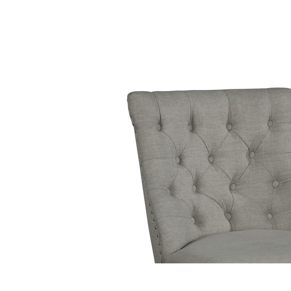 Counter height chair set of 2 in grey linen fabric. Picture 2