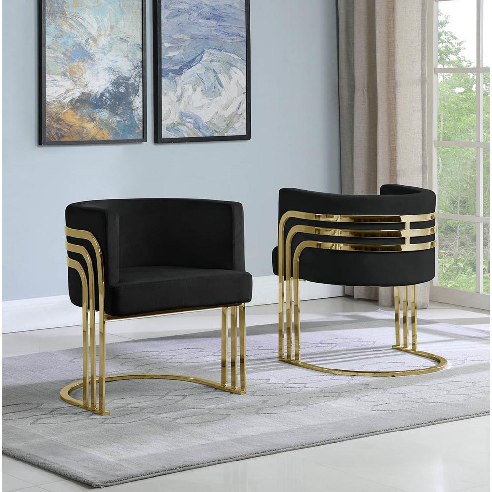 Velvet Barrel Chair, Gold Base. Picture 2