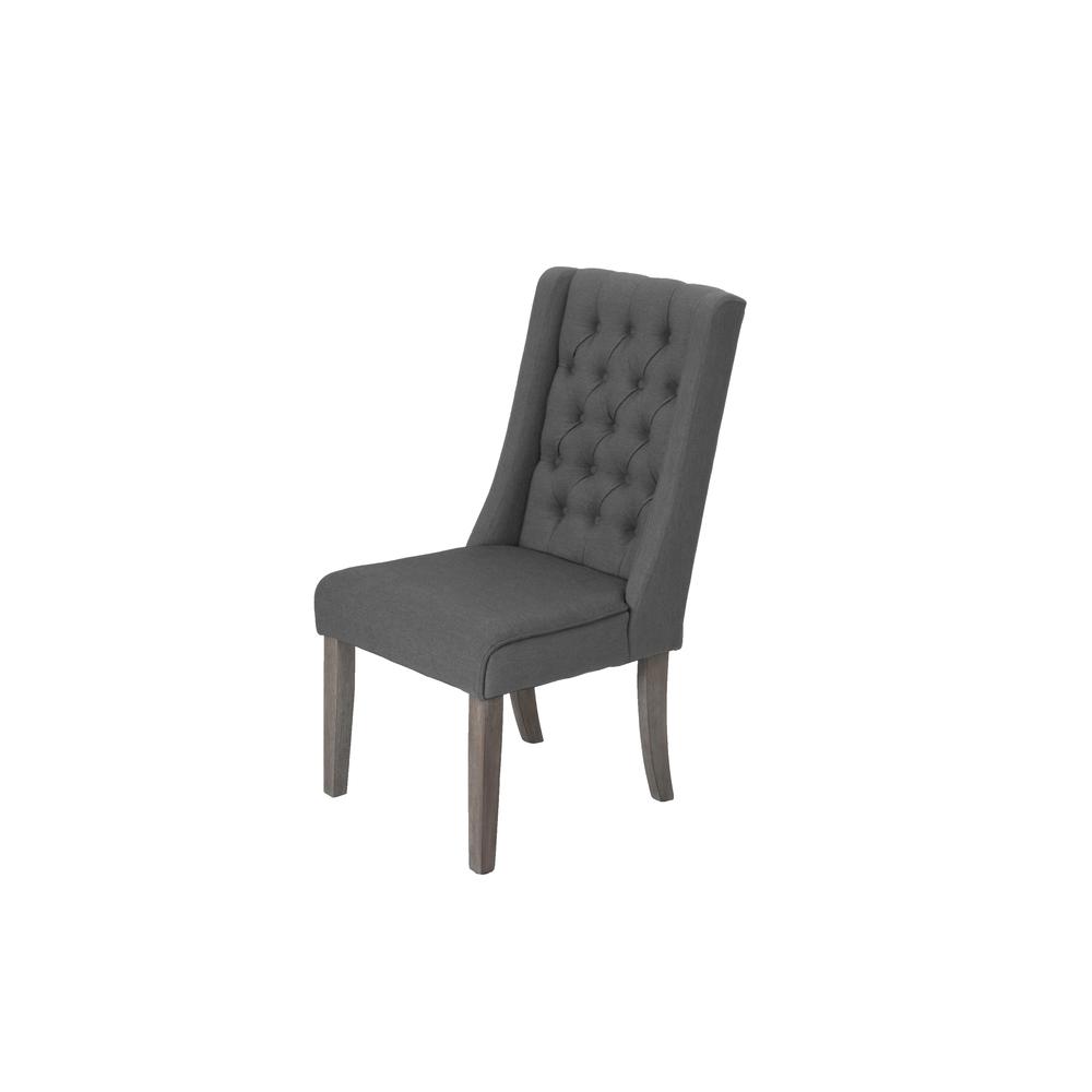 **SET OF 2** Upholstered Side Chairs with Tufted Buttons. Gray. Picture 1