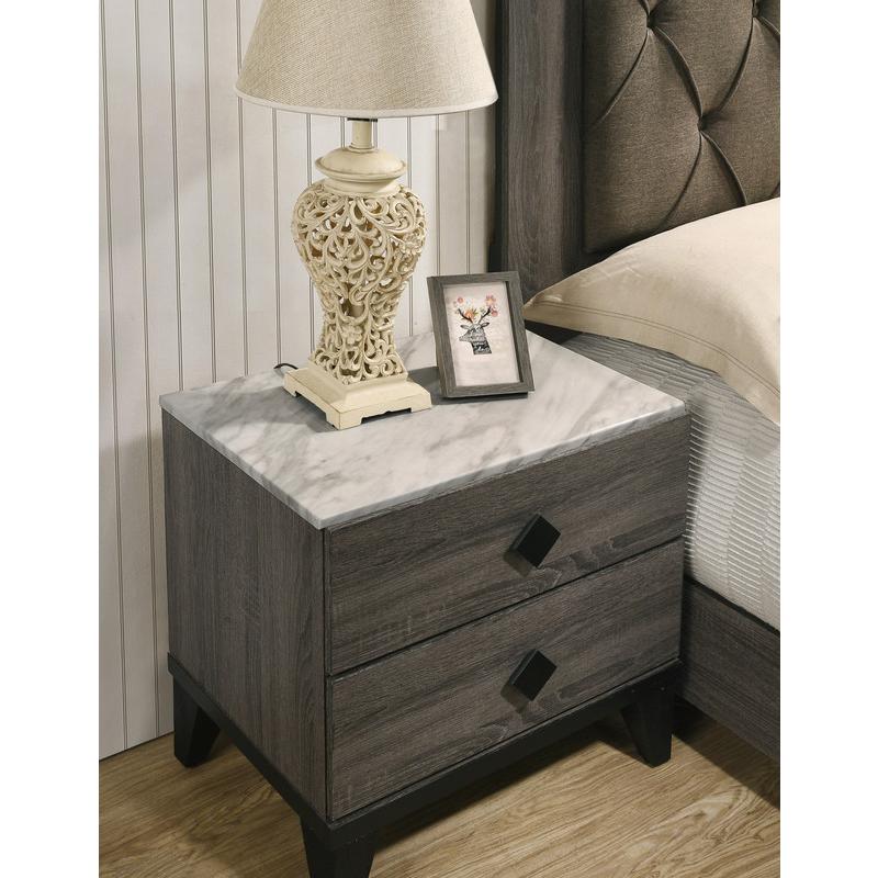 Madelyn night stand in Rustic Gray Walnut and Faux Marble Top. Picture 3
