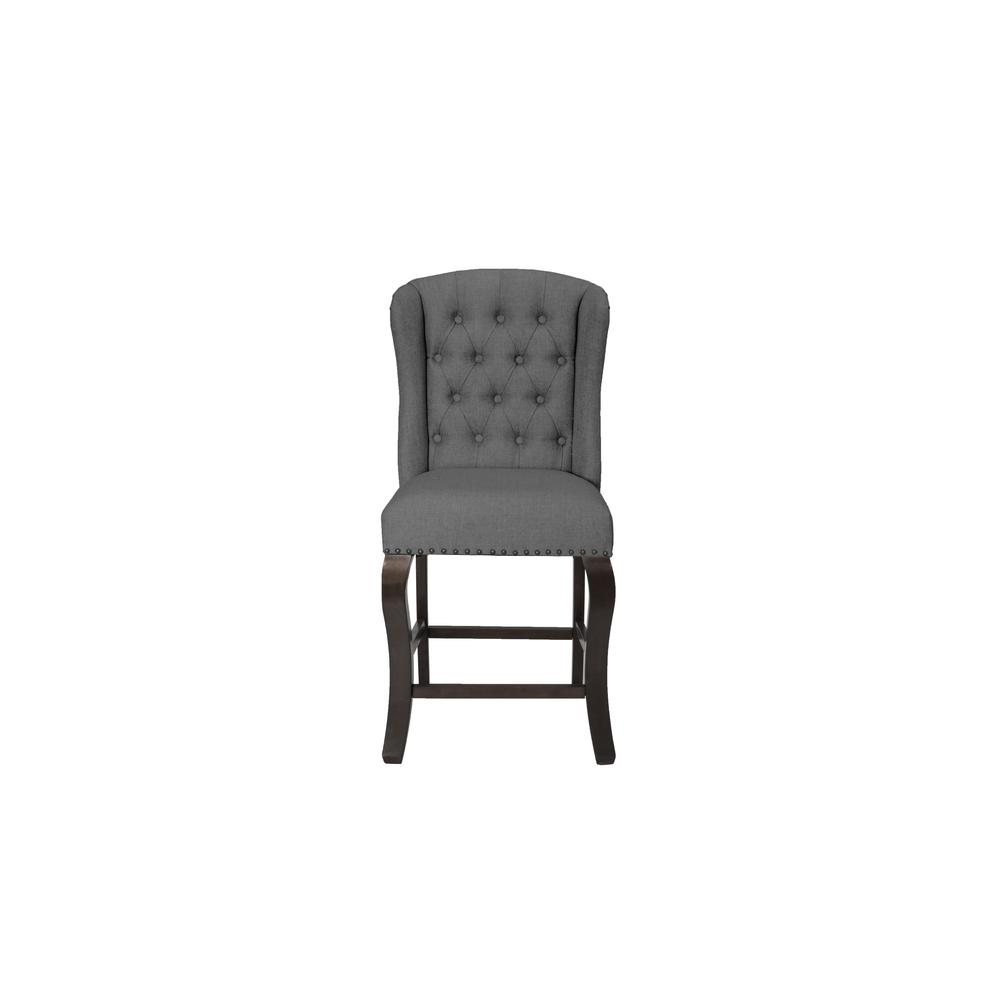 Counter Height Upholstered Side Chairs with Tufted Buttons and Nailhead Trim. Picture 3