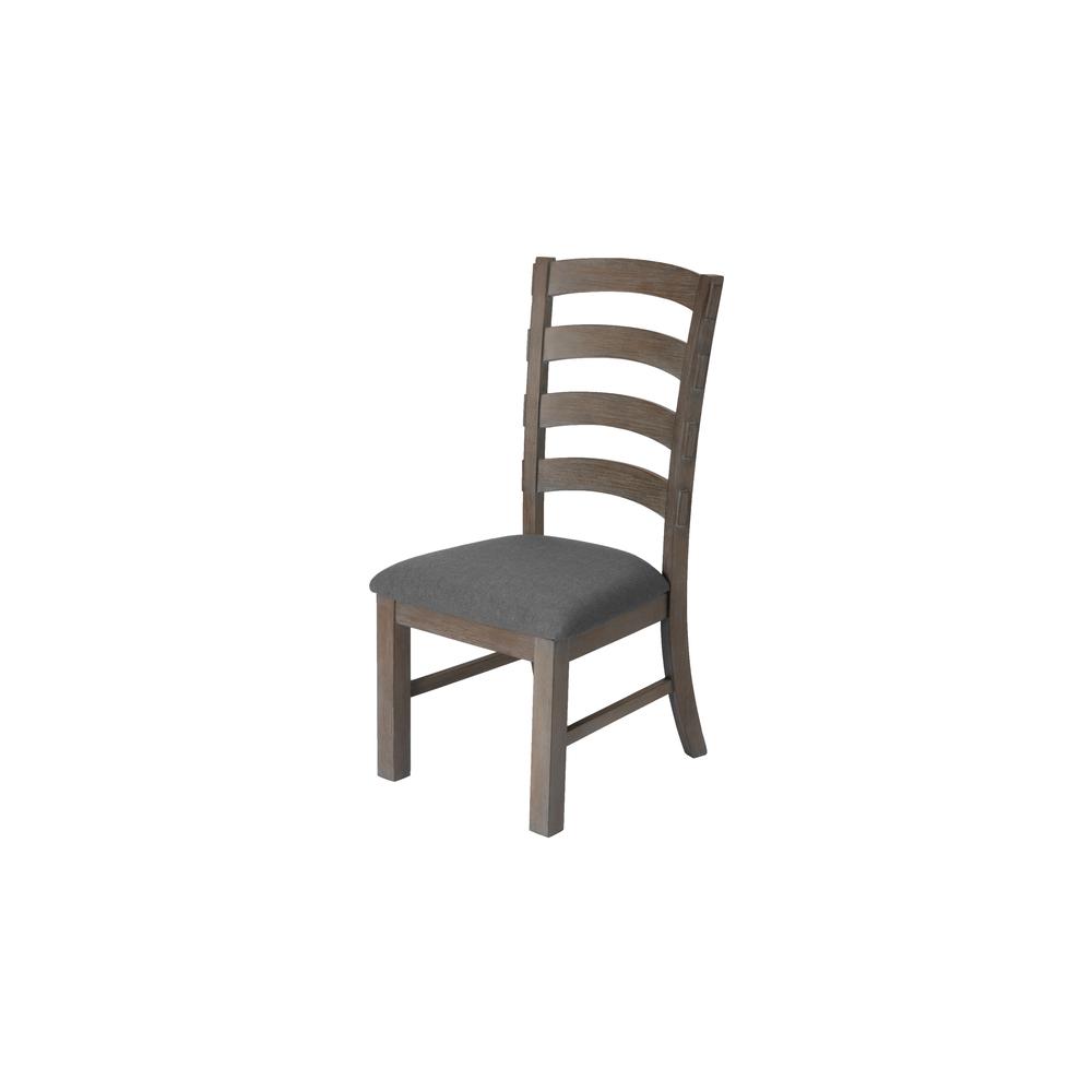 **SET OF 2** Wood and Linen Side Chairs, Gray. Picture 1