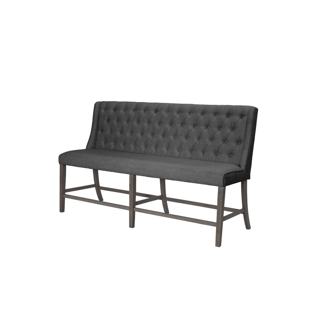 Classic Counter Height Upholstered Bench with Backrest and Tufted Buttons. Picture 1
