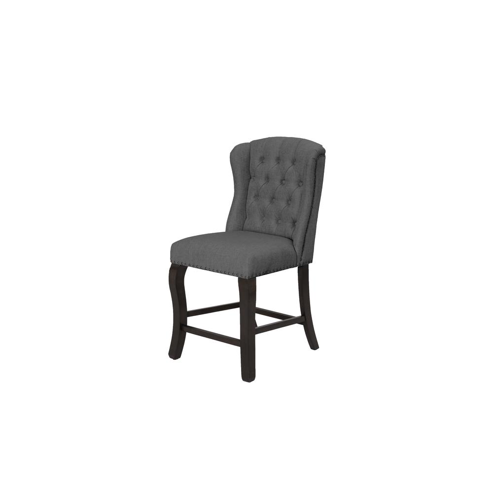 Counter Height Upholstered Side Chairs with Tufted Buttons and Nailhead Trim. Picture 2