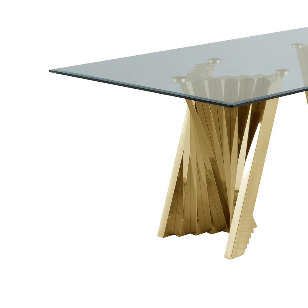 Glass Coffee Table with Stainless Steel Double Gold Base. Picture 2